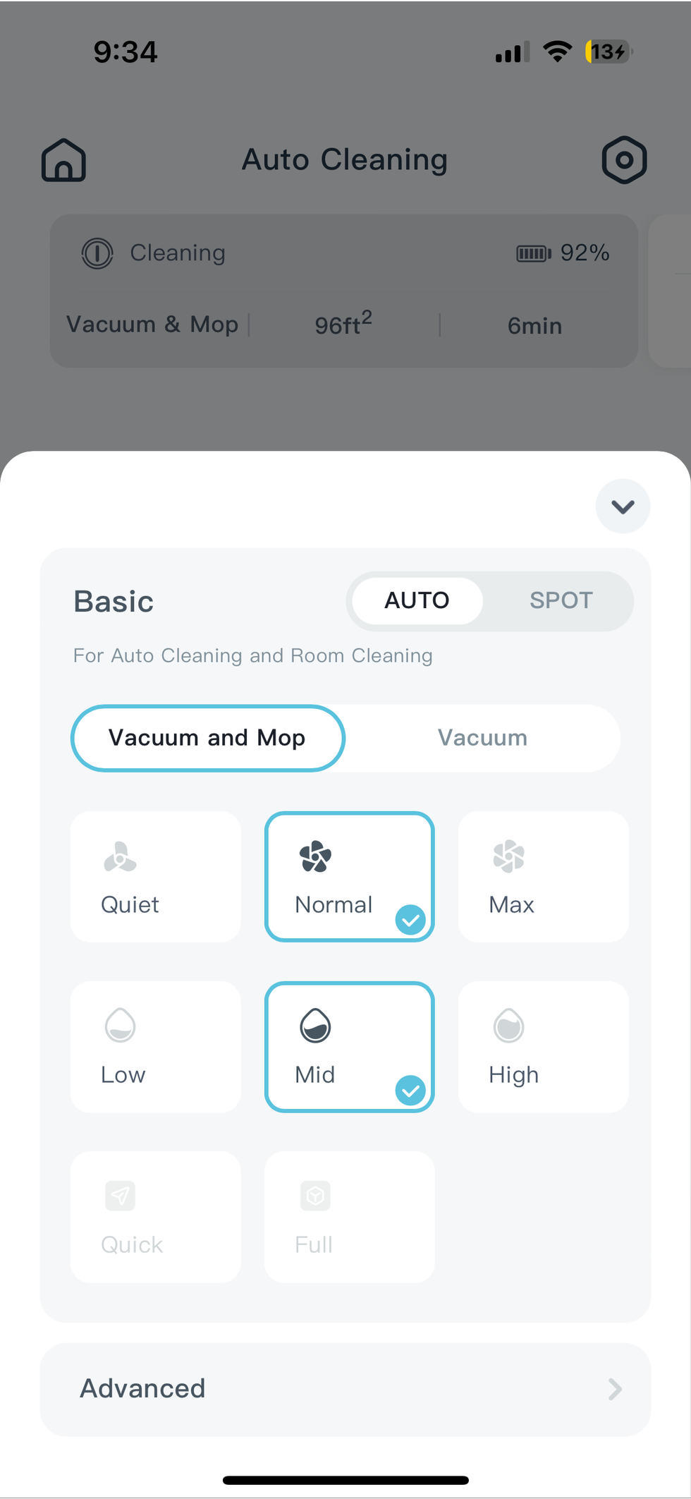 use yeedi app to set cleaning settings