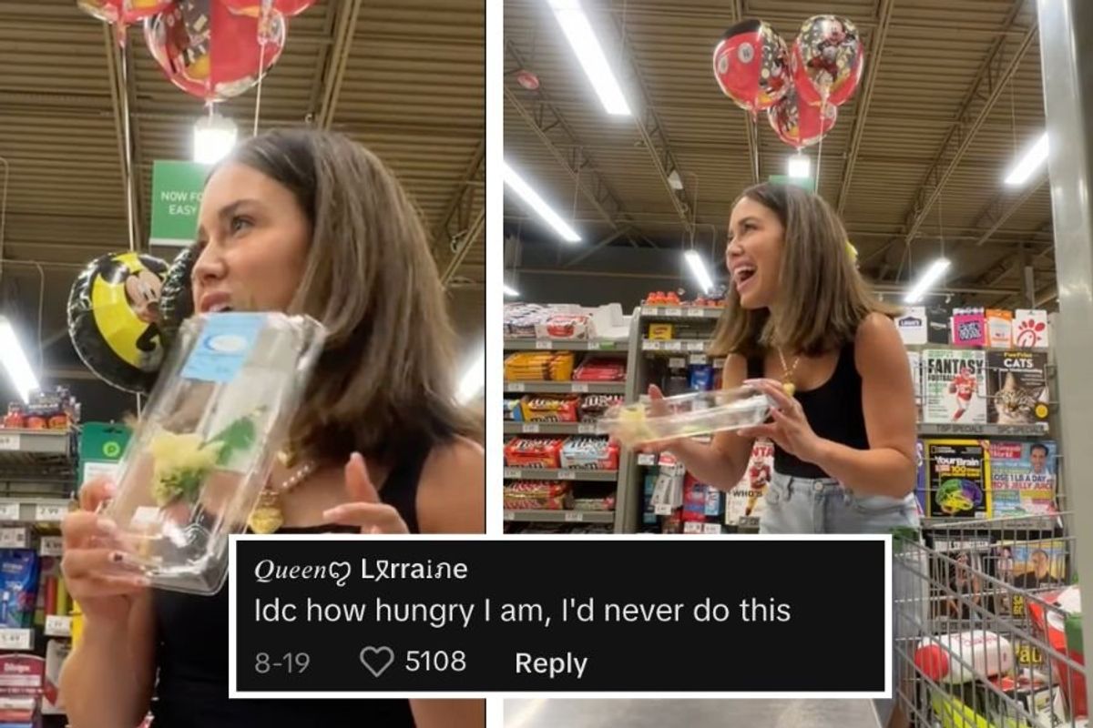 snacking while shopping, grocery shopping, shopping, cecily bauchmann tiktok
