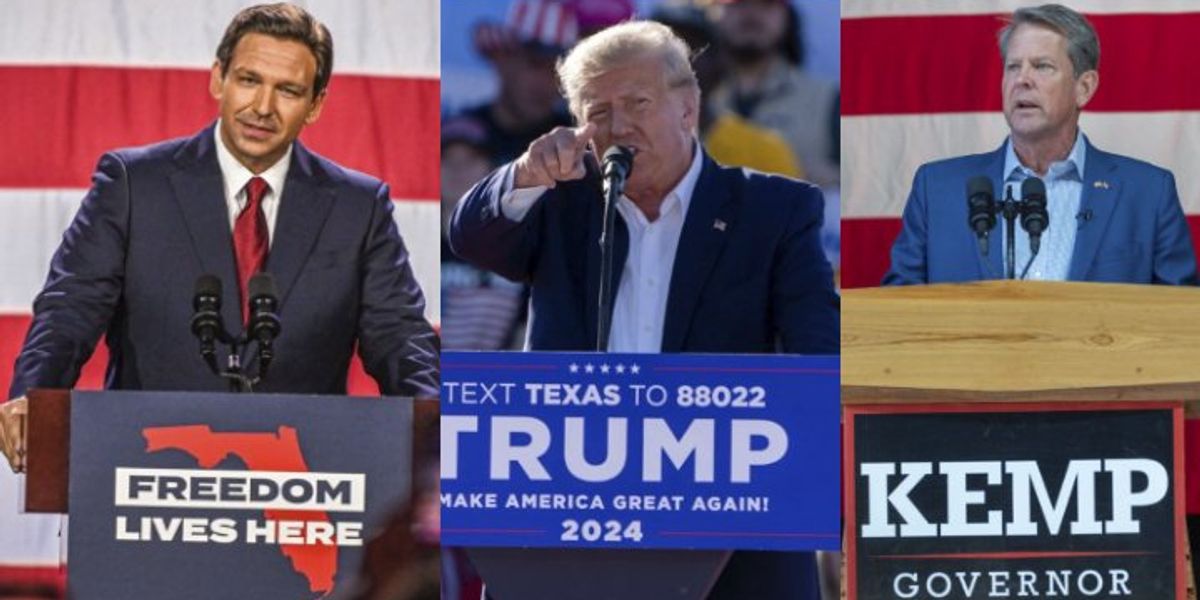 NextImg:Brian Kemp, Ron DeSantis reject Trump's 'COVID tyrant' claims, slam former president over his record on lockdowns