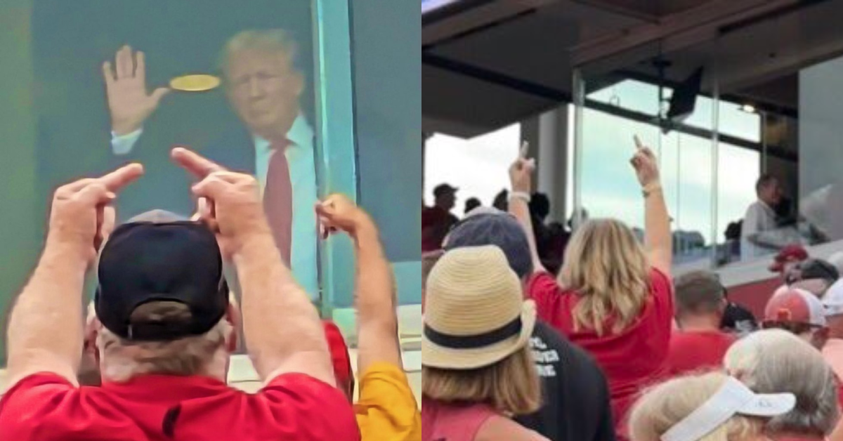 Twitter screenshots of Donald Trump being booed at an Iowa football game