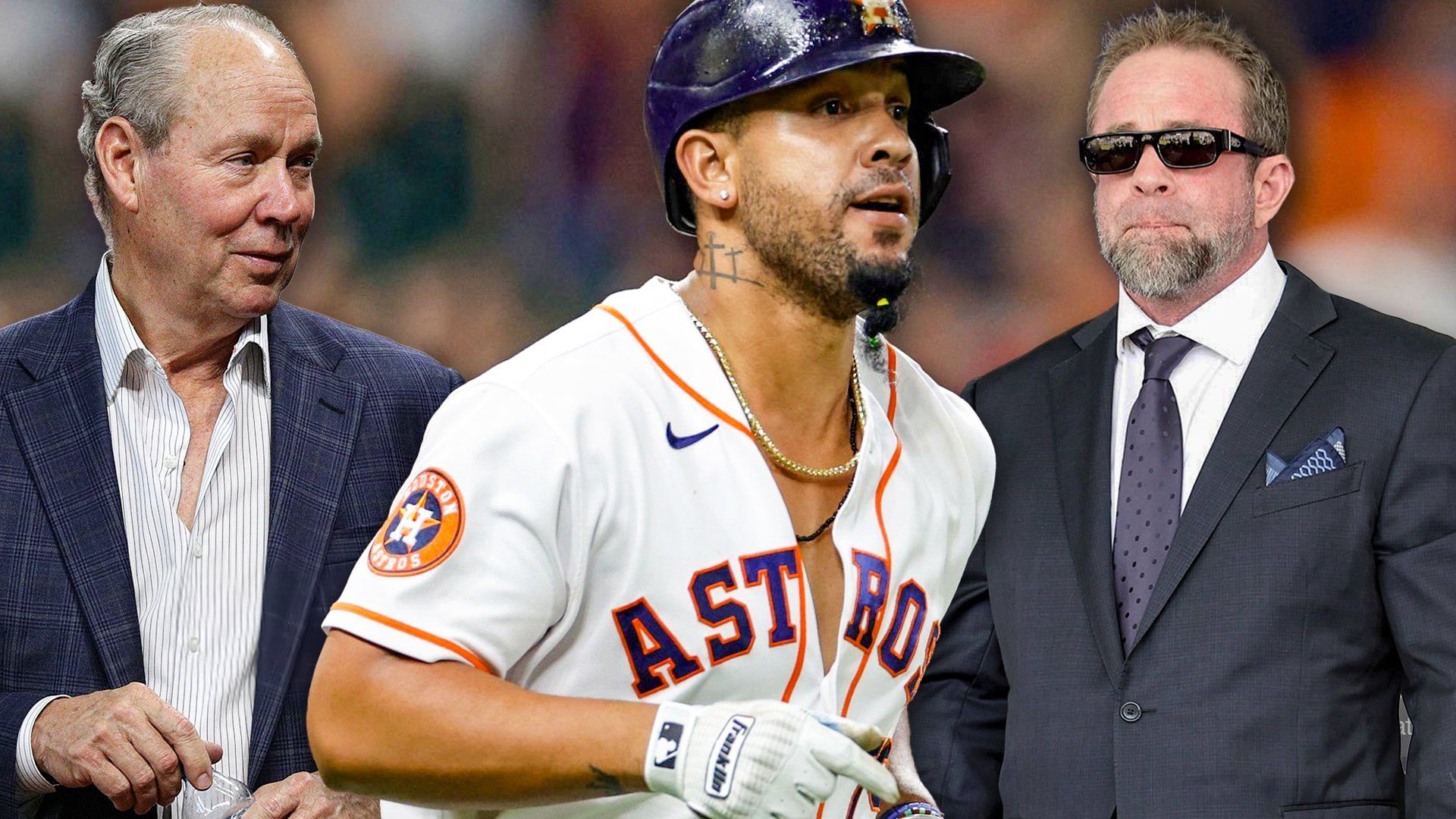 Astros Jim Crane, Jose Abreu, Jeff Bagwell