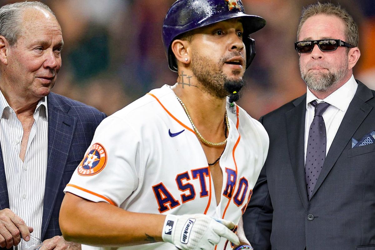 Astros Jim Crane, Jose Abreu, Jeff Bagwell