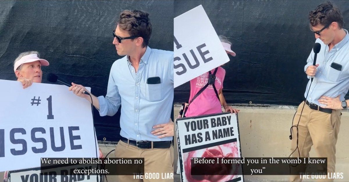 Screenshots of Jason Selvig with a Christian anti-abortion activist he interviewed