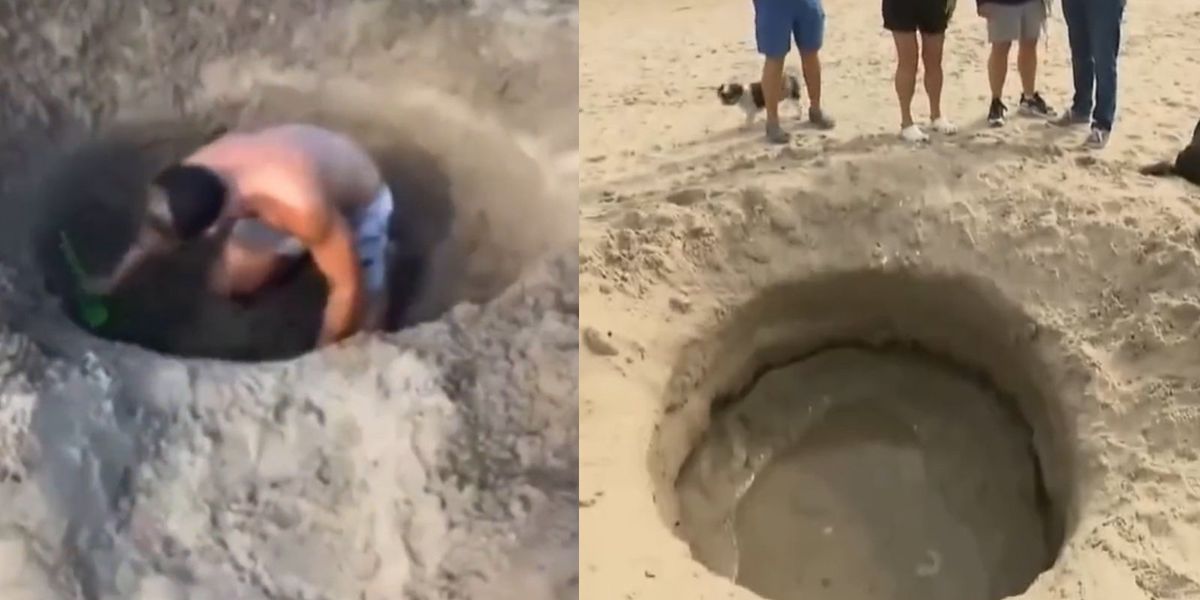 NextImg:Duo laugh to high heaven after they see the hole they dug reported on Irish TV as the 'aftermath of a once-in-a-lifetime cosmic event'