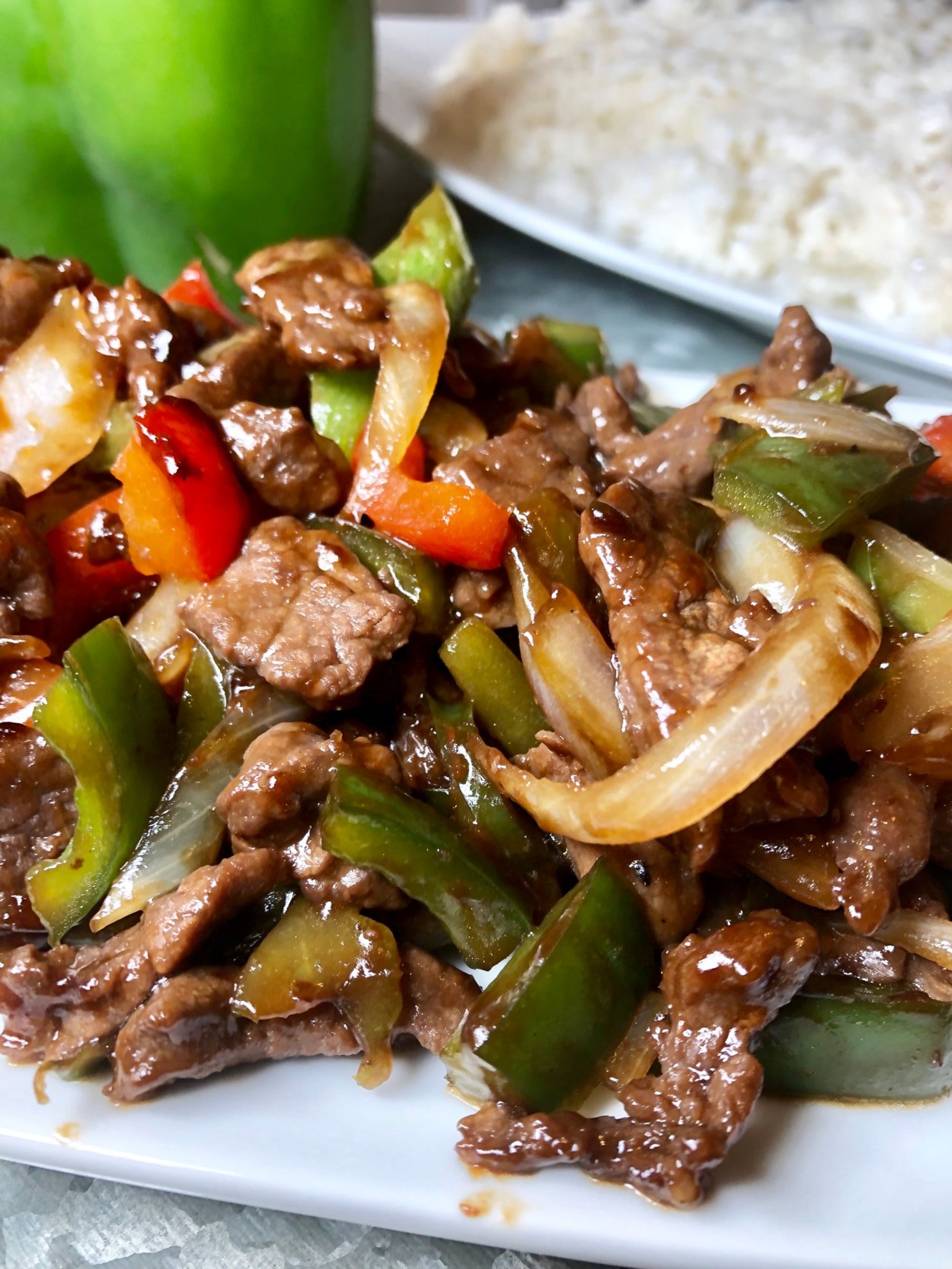 Pepper Steak is a tasty asian style dish served on a bed