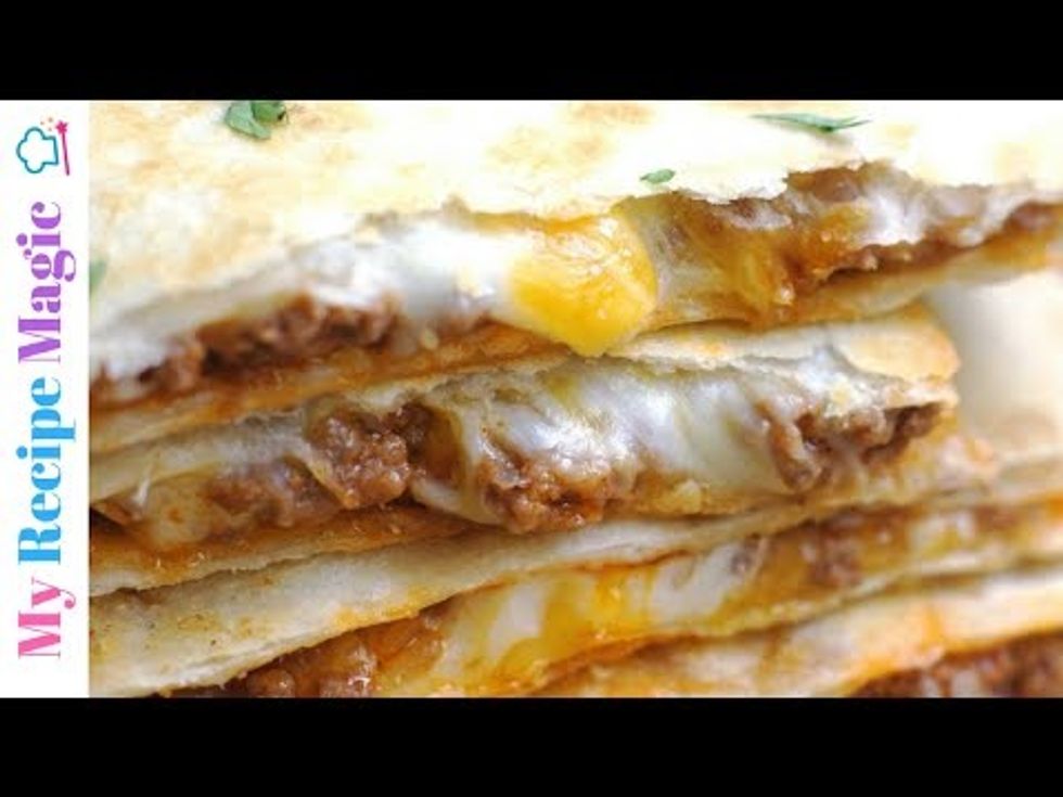 Cheesy Ground Beef Quesadillas - YouTube