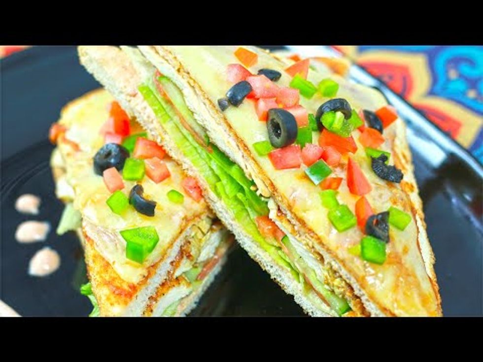 How to make Bread pizza Sandwich Recipe without oven