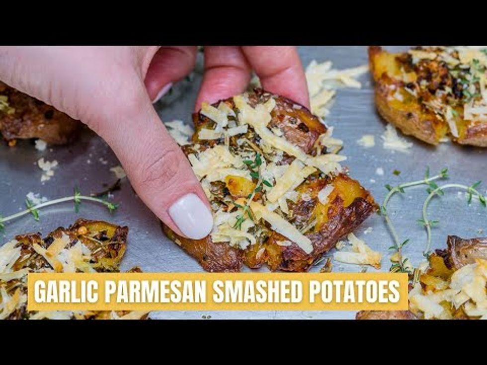 Roasted Smashed Potatoes With Garlic And Parmesan - My Recipe Magic