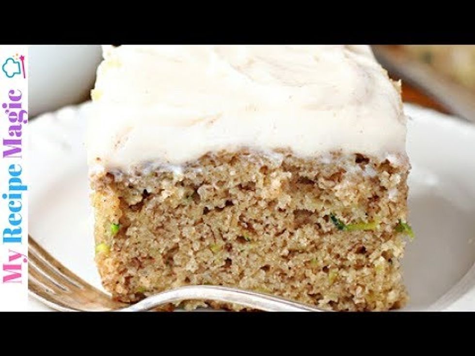 Zucchini Banana Snack Cake with Cinnamon Cream Cheese Frosting - YouTube