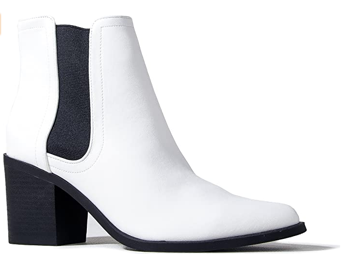 white pointed ankle boot