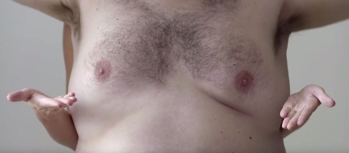 Woman with hairy nipples