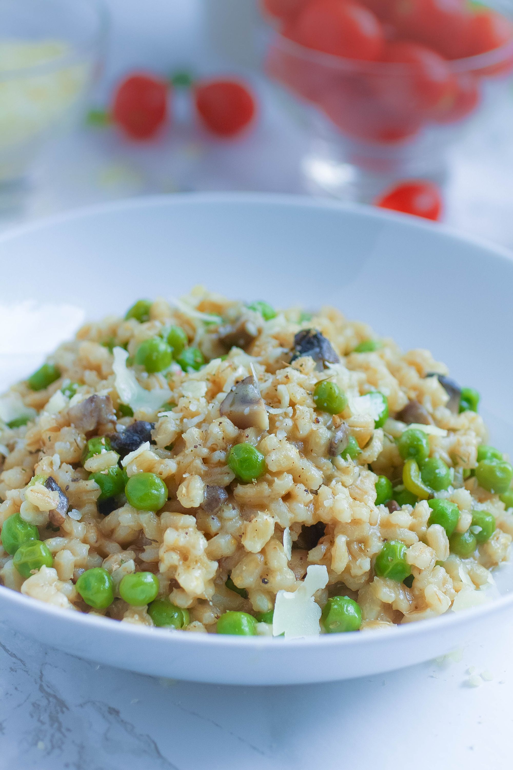 Barley Risotto with Mushrooms and Peas - My Recipe Magic