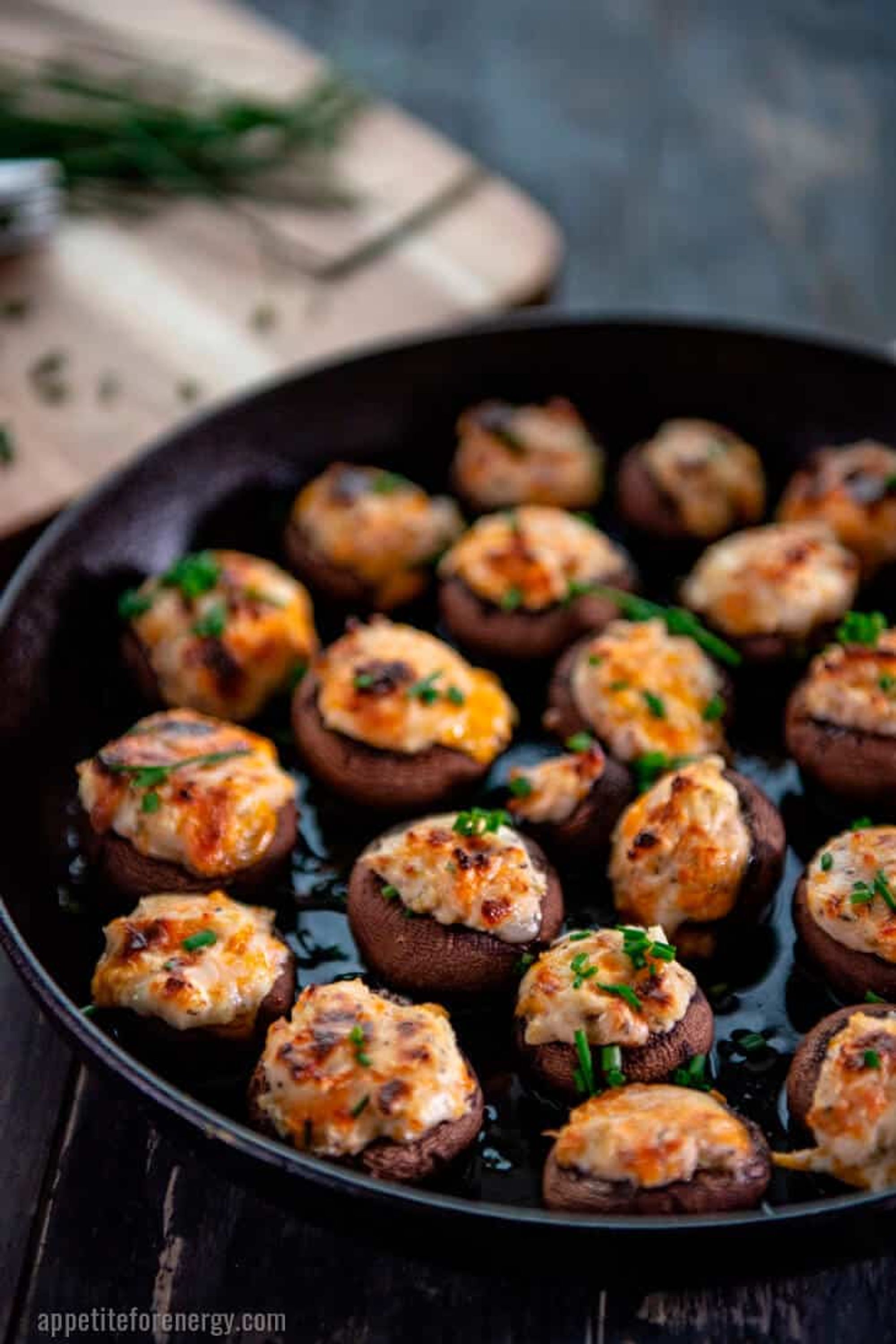 30-Minute Herb & Cream Cheese Stuffed Mushrooms | Appetite For Energy