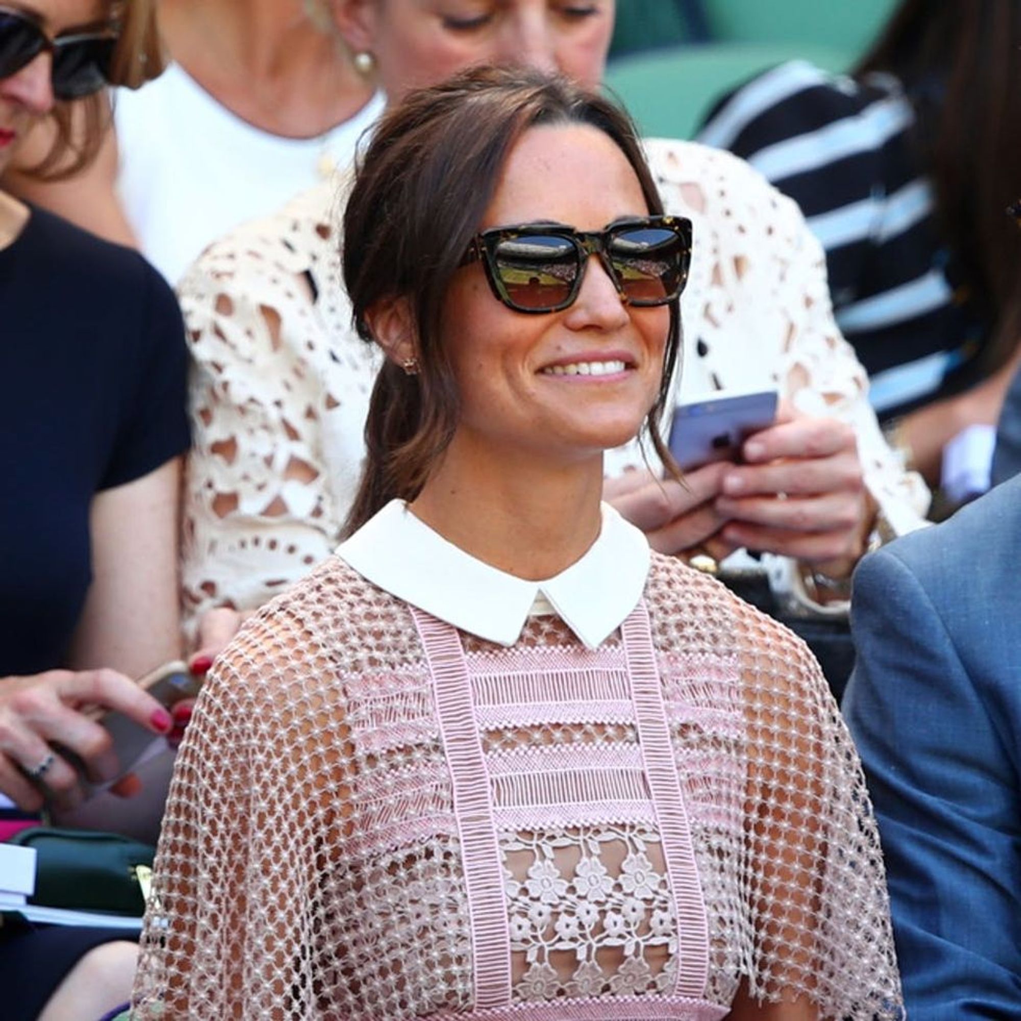 Pippa Middleton Wows at Wimbledon in Sheer Lace Dress Brit + Co