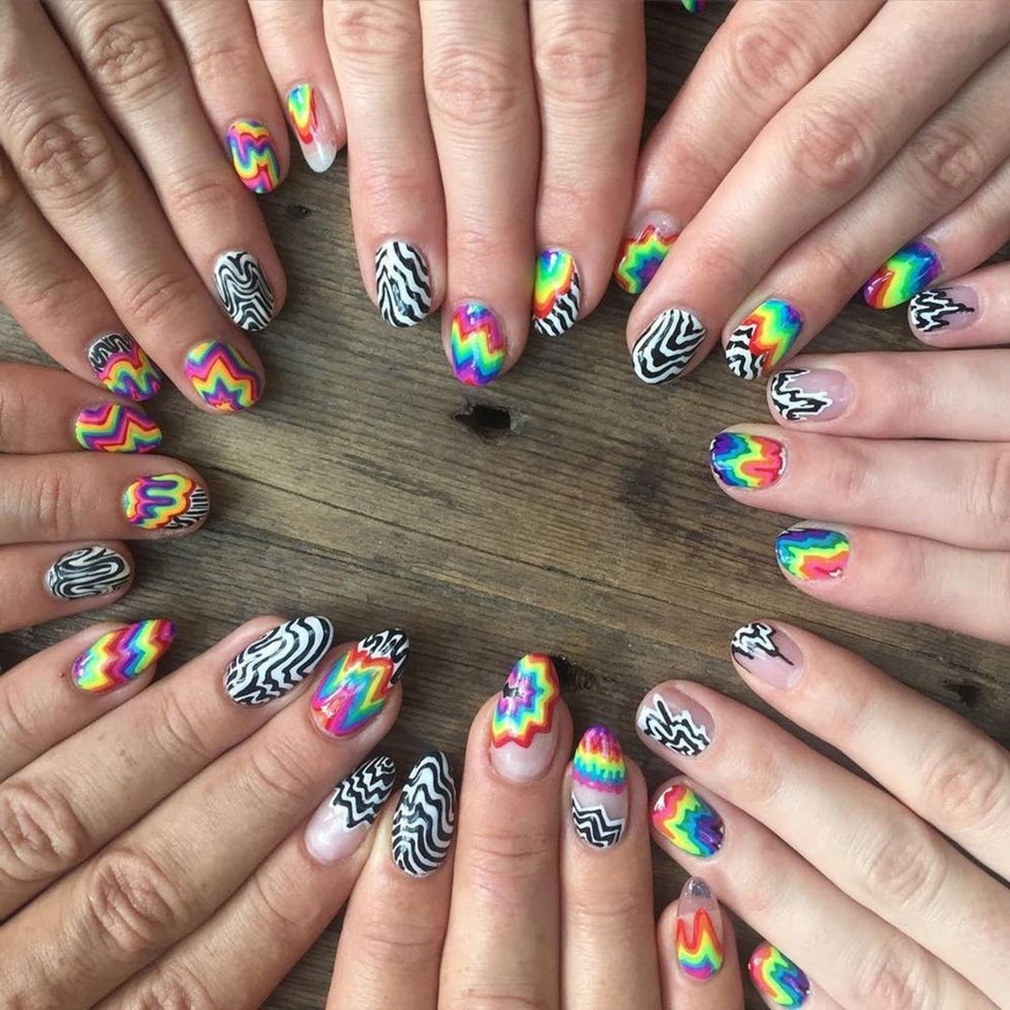 Get Your Groove on With These 11 TieDye and Black Nails Brit + Co