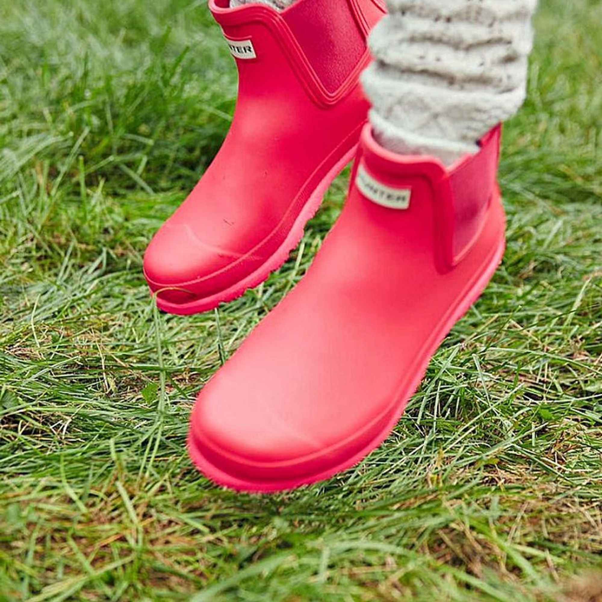 cream rain boots