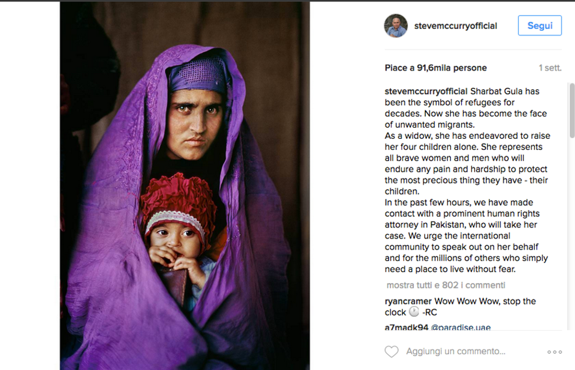 La Ragazza Afghana Di Steve Mccurry è Tornata In Patria Panorama 