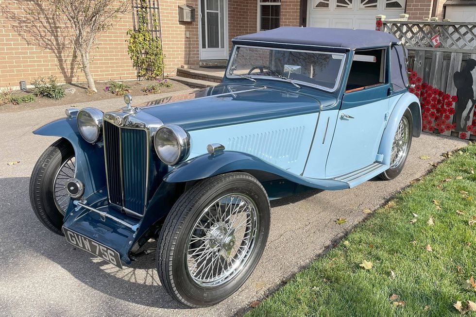 1938 MG TA Tickford three-position coupe, front quarter, top up
