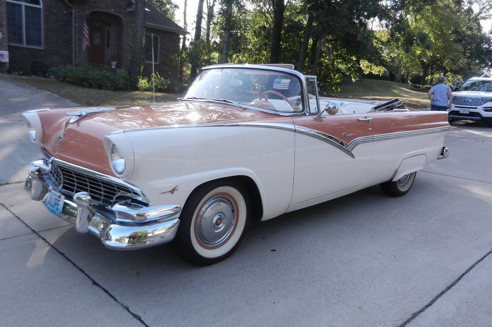 1956 Ford Fairlane Sunliner Convertible front quarter, top down