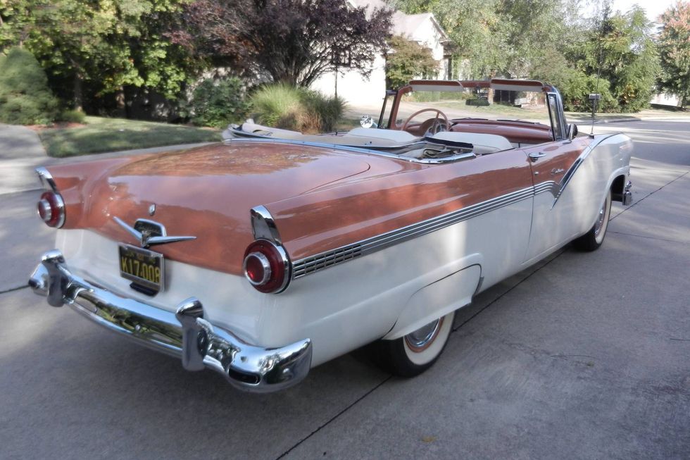 1956 Ford Fairlane Sunliner Convertible rear quarter, top down