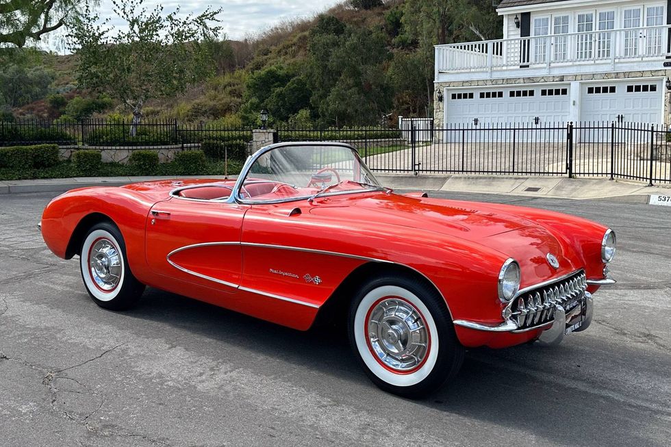 1957 Chevrolet Corvette front quarter, top down