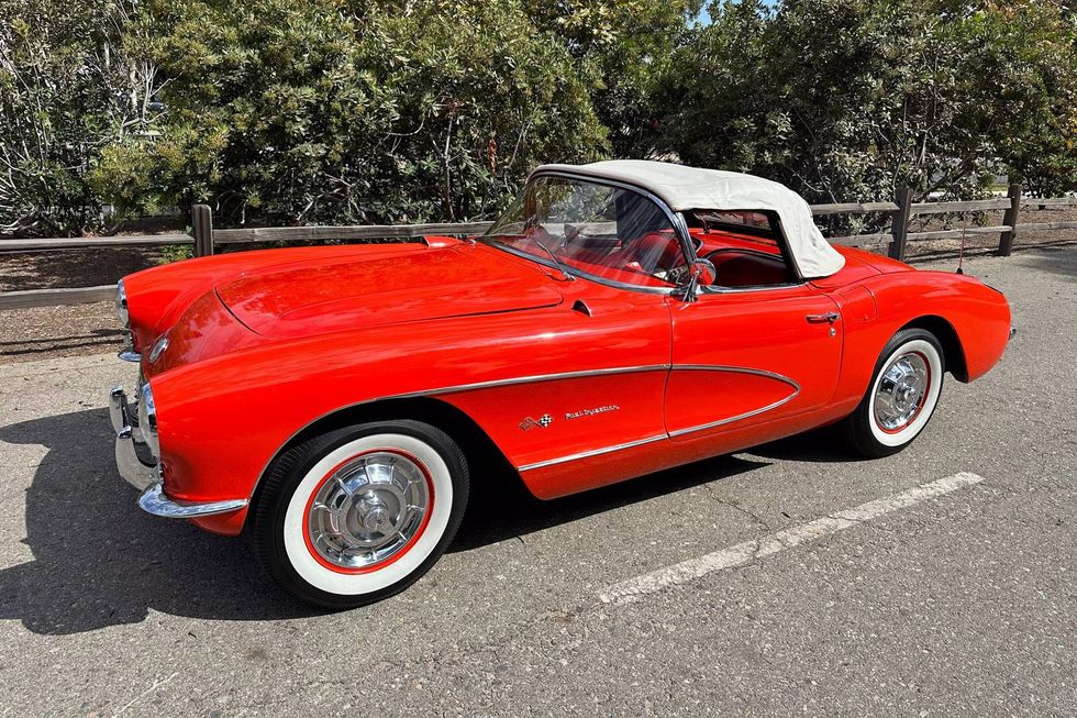 1957 Chevrolet Corvette front quarter, top up