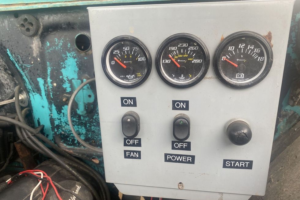 1958 Chevrolet 3100 Apache Fleetside firewall-mounted gauge and switch panel