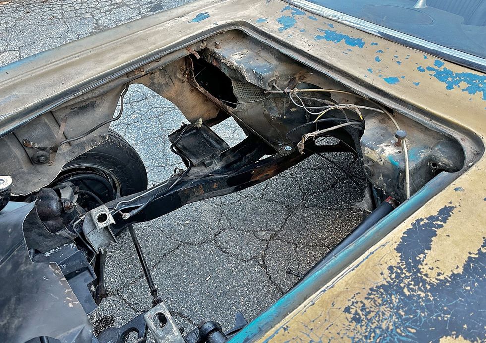 1958 Corvette Barn Find - Empty engine bay