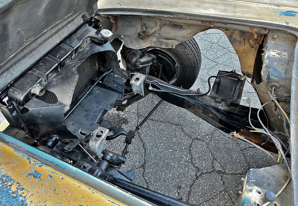 1958 Corvette Barn Find - empty engine bay