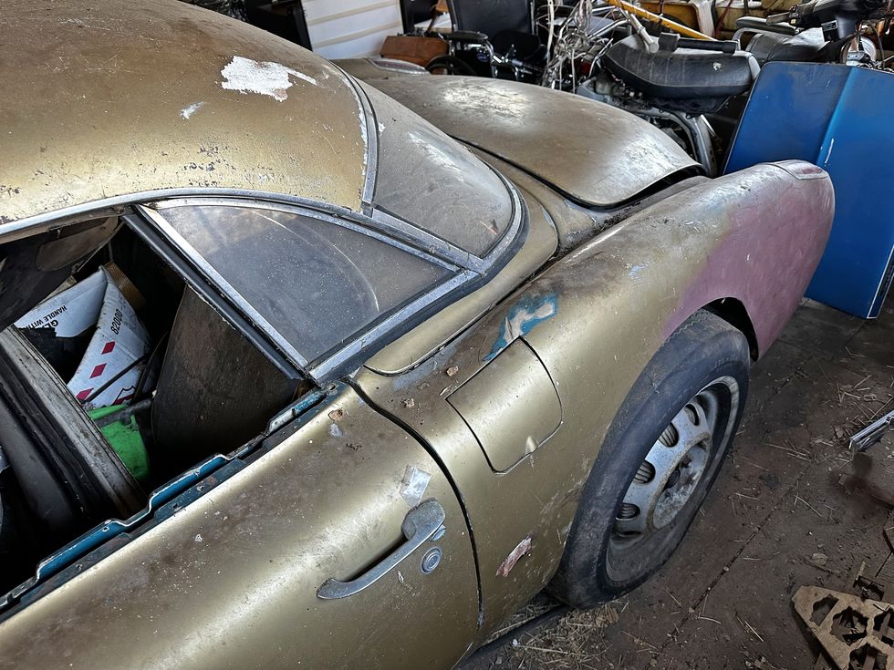 1958 Corvette Barn Find - LH door and rear fender detail, as-found
