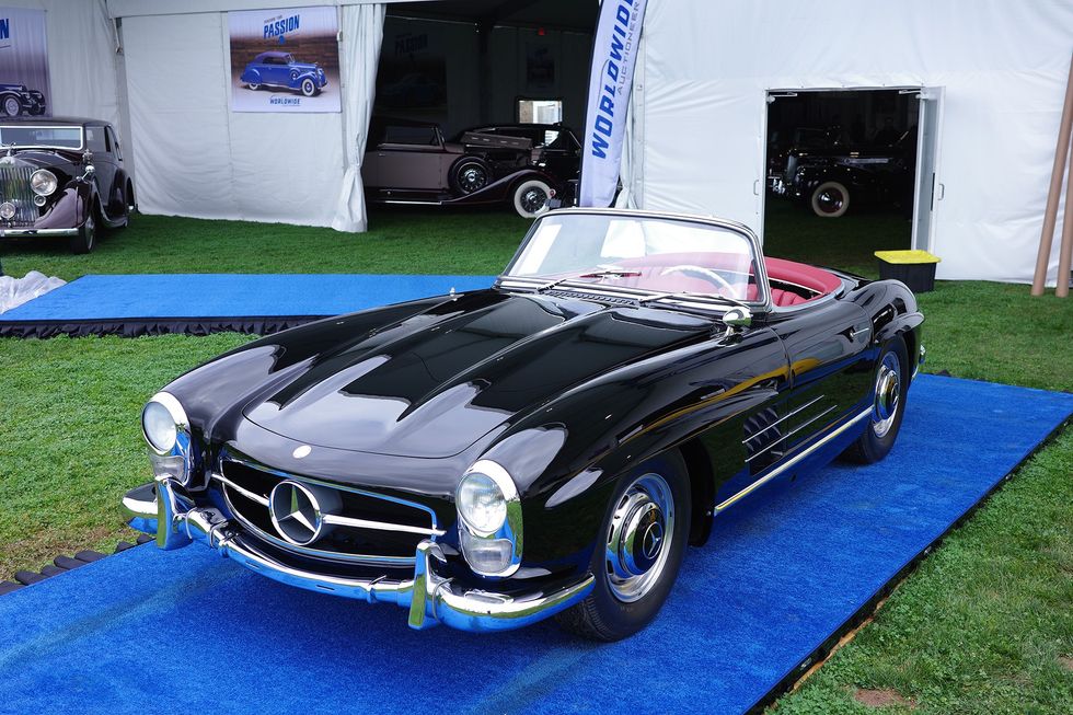 1961 Mercedes-Benz 300SL Roadster, front quarter, top down