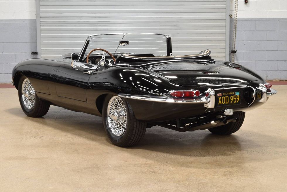 1963 Jaguar E-type/XKE Roadster/Open Two-Seater rear quarter, top down