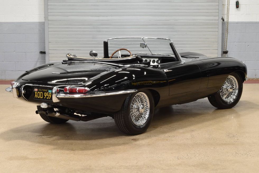 1963 Jaguar E-type XKE Series 1 Open Two-Seater, rear quarter, top down