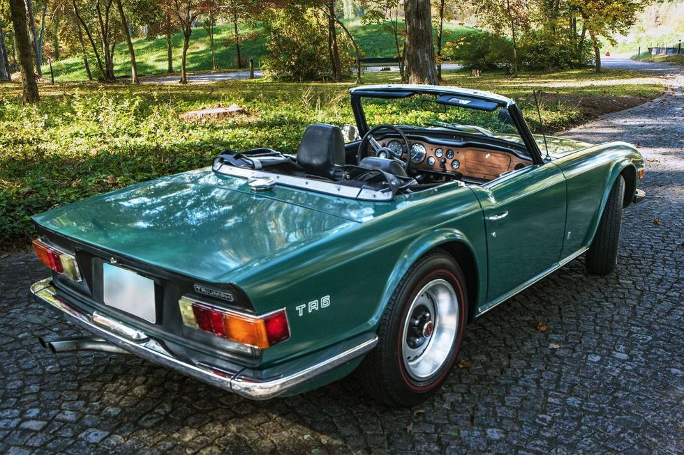 1972 Triumph TR6, hinteres Viertel, Verdeck nach unten