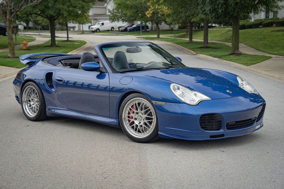 2004 Porsche 911 Turbo Cabriolet front quarter, top down