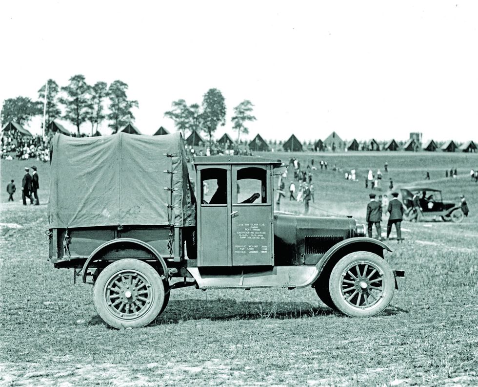 B&W period image of a half-ton Graham truck used in the army.