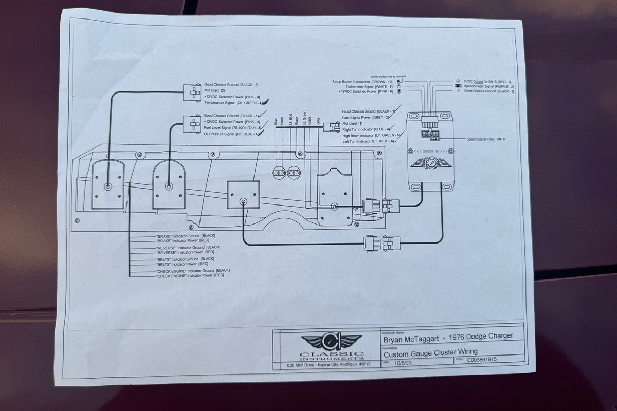 Classic Instruments installation - provided schematic