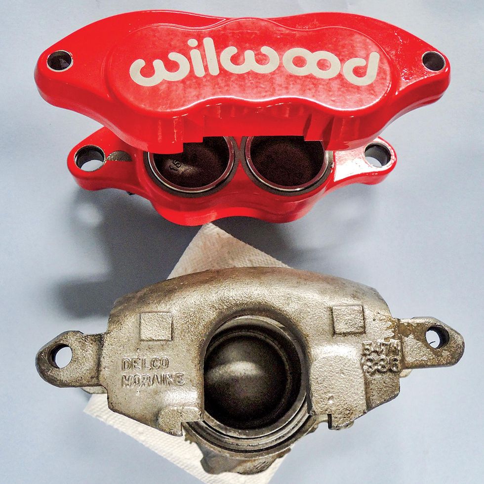 In two hours we had better brakes on our Chevelle with an aluminum caliper swap Hemmings