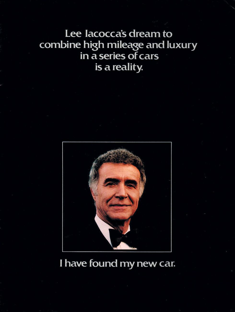 Color image of a Chrysler LeBaron Mark Cross Edition Brochure. Ricardo Montalban.