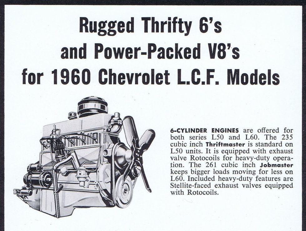 Detail from a 1960 Chevrolet L50 and L60 trucks brochure illustrating its 