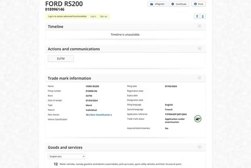 Ford RS200 Patent