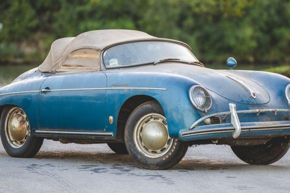 Patina, at a premium price - unrestored 1957 Porsche 356A 1600 Speedster  hammers for $605k in Hilton Head | Hemmings