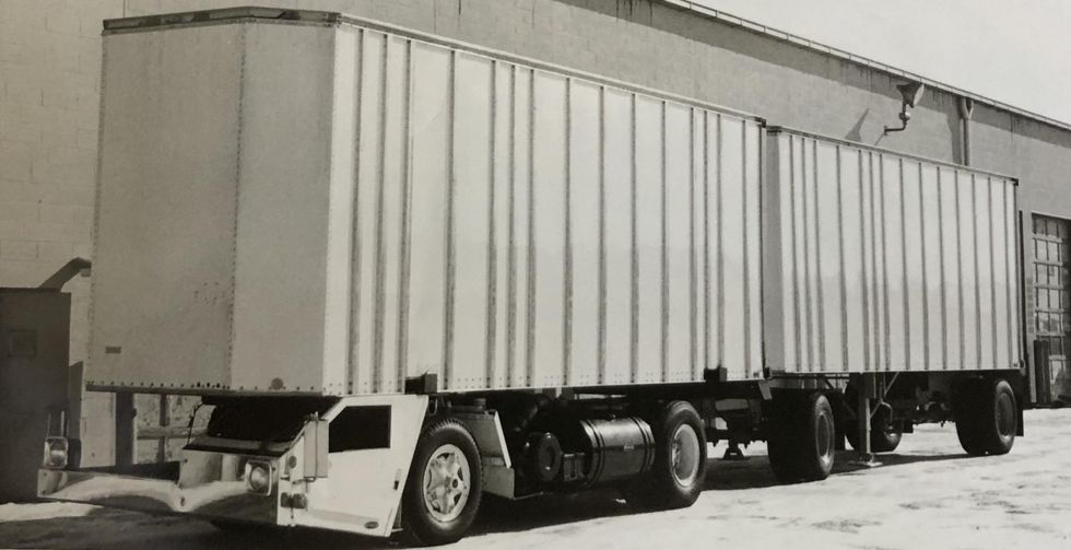 Strick's unconventional CabUnder truck prototype, designed to skirt trucking length laws