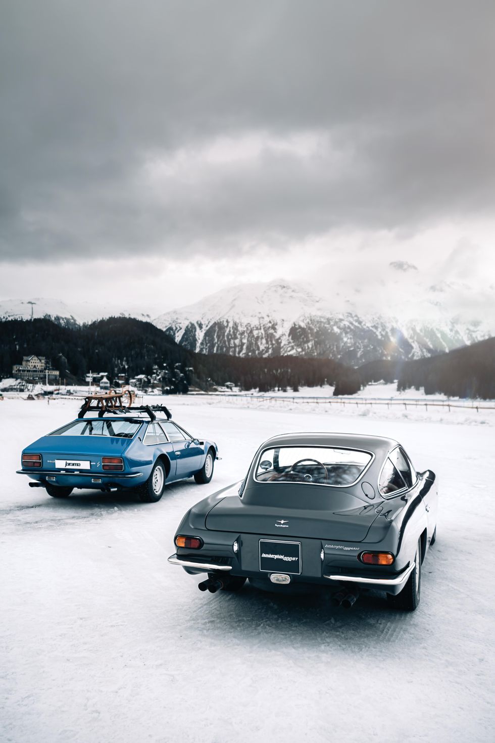 Lamborghini Showcases Two Rare Classic Sports Cars on the Ice in St. Moritz