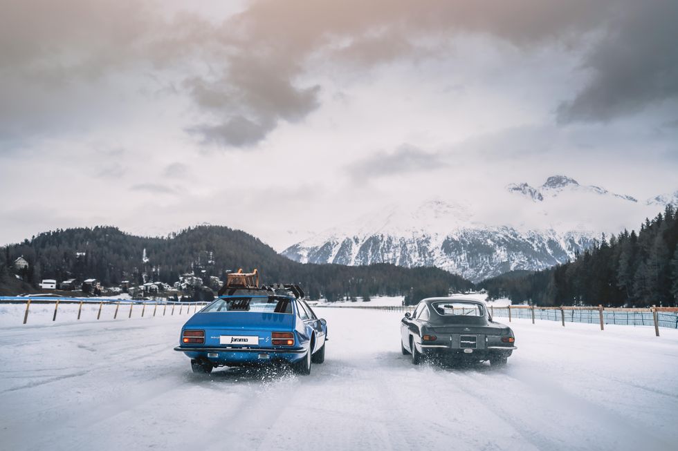 Lamborghini Showcases Two Rare Classic Sports Cars on the Ice in St. Moritz