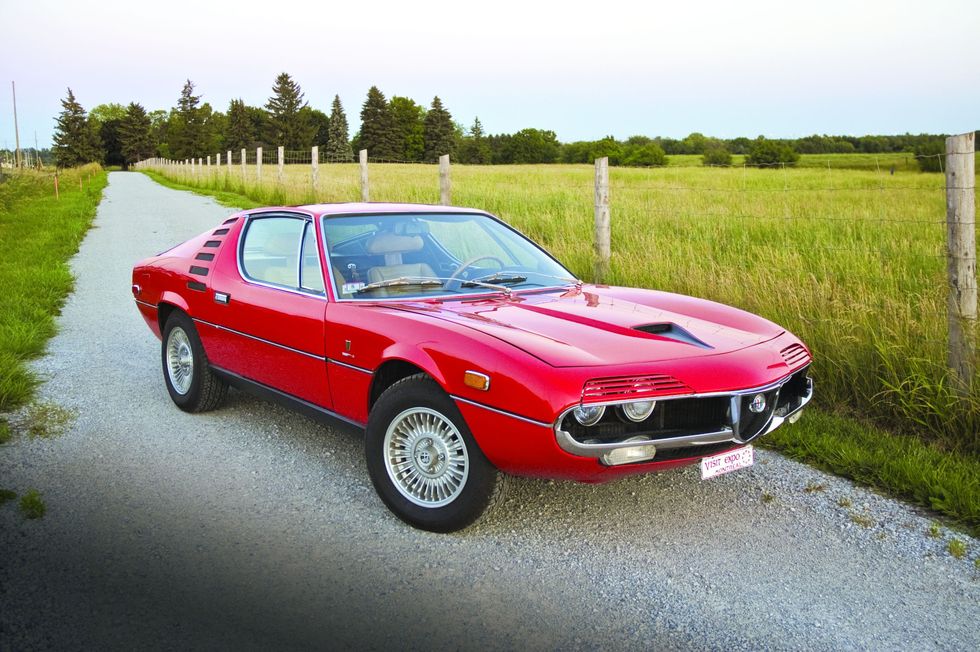 red Alfa Romeo Montreal front quarter