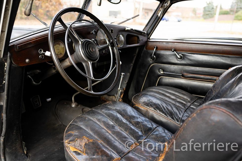 unrestored black 1937 Horch 853 Cabriolet interior