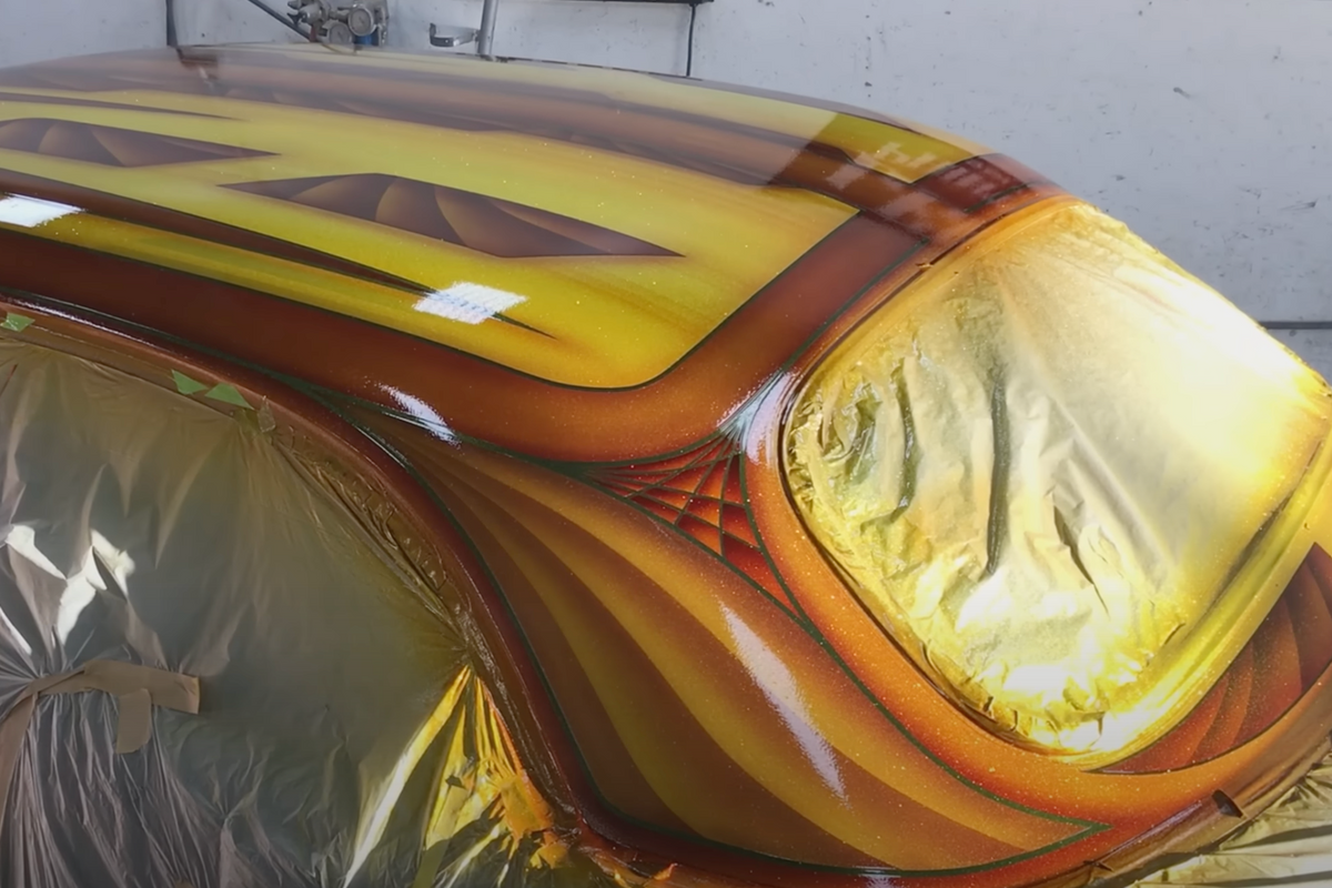 Video: Watch a Classic Custom Car Get a Flaked-Out Panel Painted